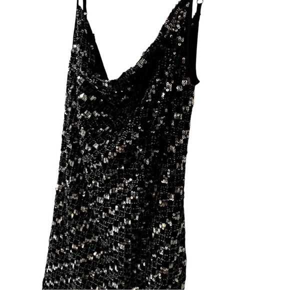 X by NBD Angel Mini Dress Black Silver Sequin Embellishment dropped back small - Picture 10 of 16